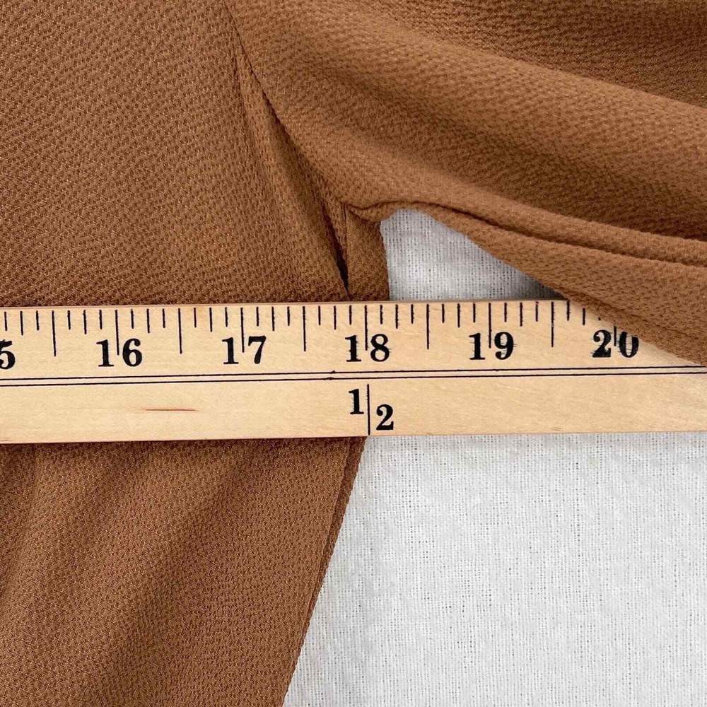 SABO SKIRT Mini Dress Women XS Brown Wrap Long Sleeve Smocked Waist Pull on - Picture 12 of 16